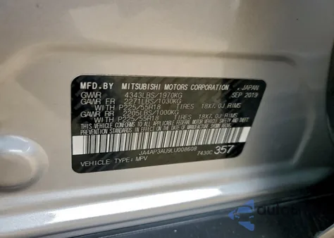 2020 Mitsubishi Outlander Sport Es z USA, uszkodzony, nr VIN JA4AP3AU9LU008608